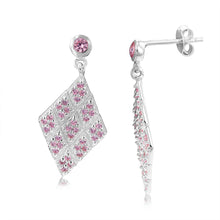 Load image into Gallery viewer, Sterling Silver Coloured Cubic Zirconia Rhombus Drop Earrings