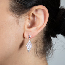 Load image into Gallery viewer, Sterling Silver Coloured Cubic Zirconia Rhombus Drop Earrings