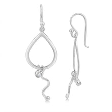 Load image into Gallery viewer, Sterling Silver Cubic Zirconia Pear Drop Earrings
