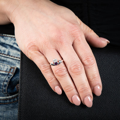 Sterling Silver Amethyst Claddagh Ring
