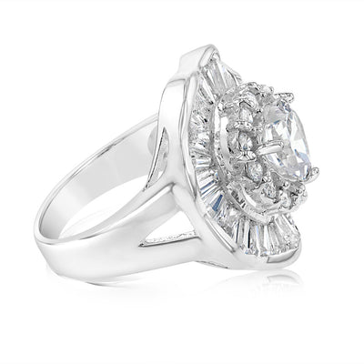 Sterling Silver Cubic Zirconia Flower Ring