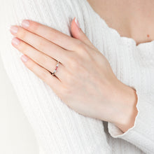 Load image into Gallery viewer, Sterling Silver Rhodium Plated Red Stone White Cubic Zirconia Ring