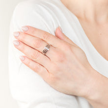 Load image into Gallery viewer, Sterling Silver Rhodium Plated Triple White Cubic Zirconia Ring