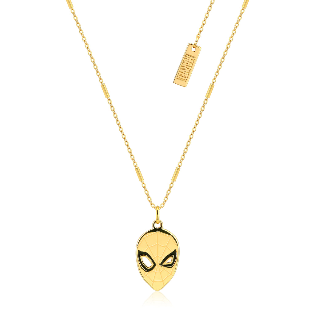 Disney Sterling Silver 14ct Gold Plated Spider Man Pendant On 45cm Chain