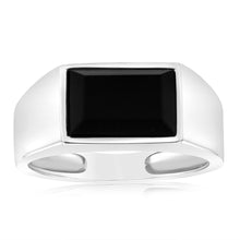 Load image into Gallery viewer, Sterling Silver Rectangular Black Onyx Ring