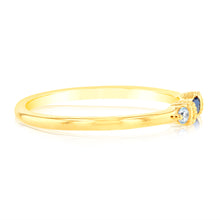 Load image into Gallery viewer, Sterling Silver 14ct Gold Plated Nano Sapphire Blue And White Cubic Zirconia Ring