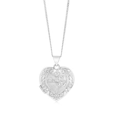 Load image into Gallery viewer, Sterling Silver Rhodium Plated Engraved Heart Locket