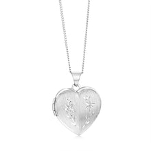 Load image into Gallery viewer, Sterling Silver Rhodium Plated Engraved Heart Locket