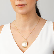 Load image into Gallery viewer, Sterling Silver Gold Plated Engraved Oval Locket