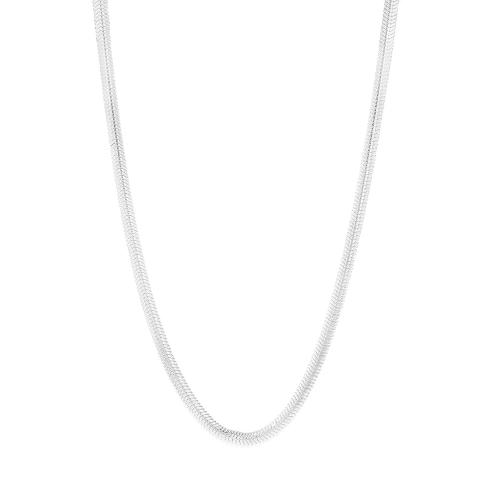 Sterling Silver Oval Snake 37+5cm Chain