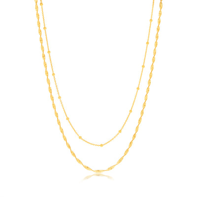 Sterling Silver Gold Plated Fancy Double Layer 38+5cm Chain