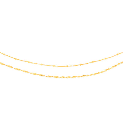 Sterling Silver Gold Plated Fancy Double Layer 38+5cm Chain