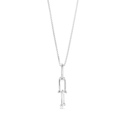 Sterling Silver Fancy U Link Pendant On 45cm Chain