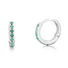 Load image into Gallery viewer, Sterling Silver Green Cubic Zirconia Sleeper Earrings
