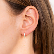 Load image into Gallery viewer, Sterling Silver Green Cubic Zirconia Sleeper Earrings