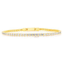 Load image into Gallery viewer, Sterling Silver Gold Plated Zirconia Tennis 19cm Bracelet