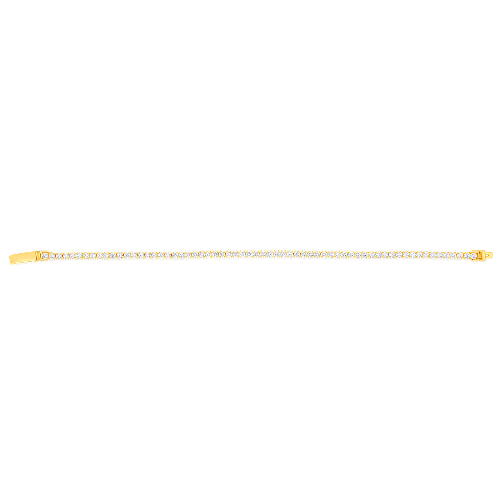 Sterling Silver Gold Plated Zirconia Tennis 19cm Bracelet