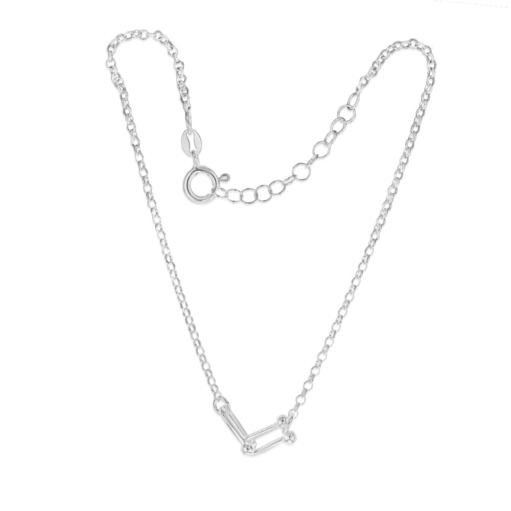 Sterling Silver Fancy U Link 24+3cm Anklet