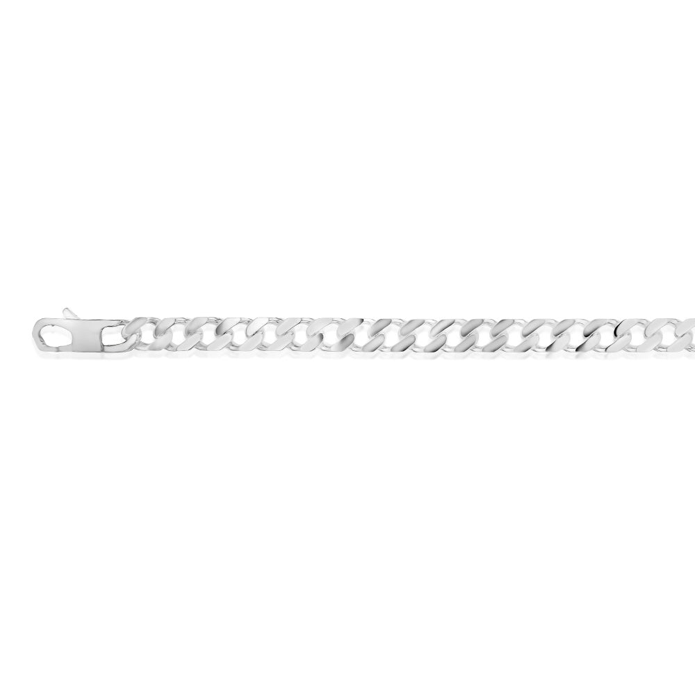 Sterling Silver Curb Bevelled 21cm Bracelet