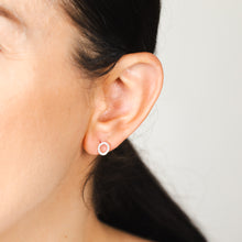 Load image into Gallery viewer, Sterling Silver Cubic Zirconia Circle Of Life Stud Earrings