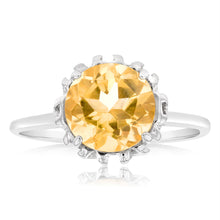 Load image into Gallery viewer, Sterling Silver Round Citrine Fancy Ring