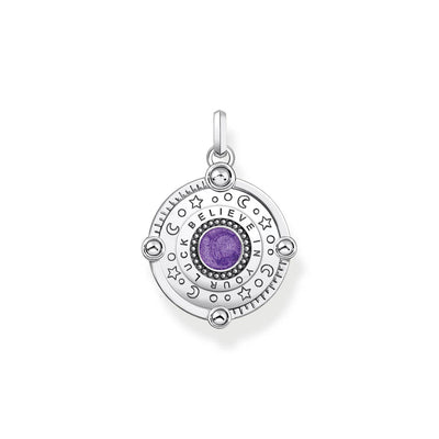 Thomas Sabo Sterling Silver Cosmic Amulet Purple CZ Eye Pendant