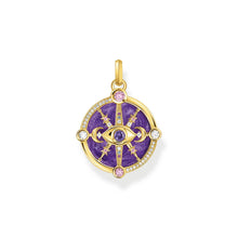Load image into Gallery viewer, Thomas Sabo Yellow Gold-Plated Sterling Silver Cosmic Amulet Purple CZ Eye Pendant