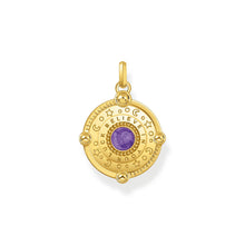 Load image into Gallery viewer, Thomas Sabo Yellow Gold-Plated Sterling Silver Cosmic Amulet Purple CZ Eye Pendant