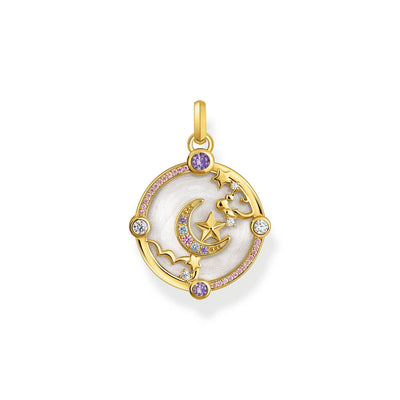 Thomas Sabo Gold Plated Sterling Silver Cosmic Amulet CZ Moon Pendant