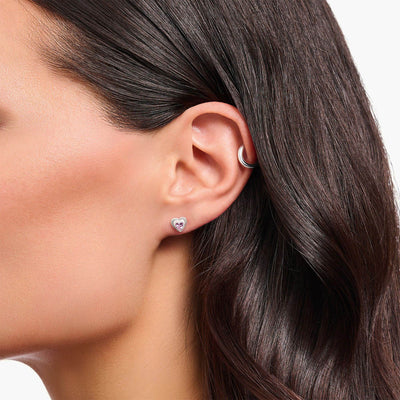 Thomas Sabo Sterling Silver Cosmic Heart Pink CZ Stud Earrings