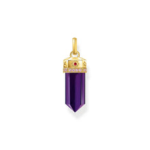 Load image into Gallery viewer, Thomas Sabo Gold Plated Sterling Silver Cosmic Synthetic Amethyst Crystal Pendant