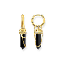 Load image into Gallery viewer, Thomas Sabo Gold Plated Sterling Silver Cosmic Black Onyx Hoop Earrings