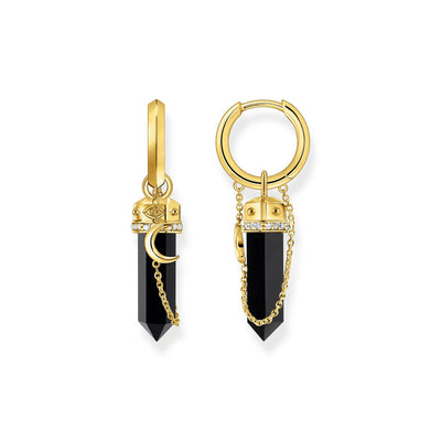 Thomas Sabo Gold Plated Sterling Silver Cosmic Black Onyx Hoop Earrings