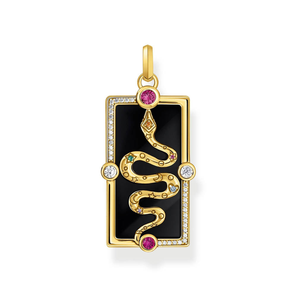 Thomas Sabo Gold Plated Sterling Silver Cosmic Black Onyx Snake Pendant