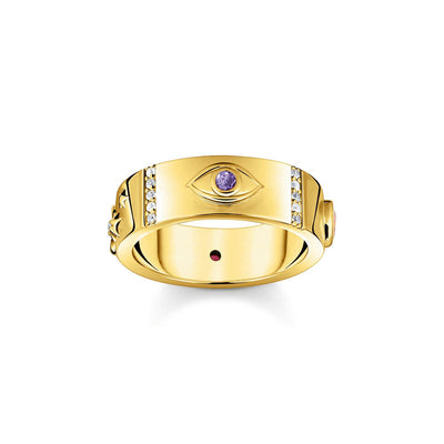 Thomas Sabo Gold Plated Sterling Silver Cosmic Amulet Symbol CZ Band