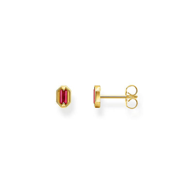 Thomas Sabo Gold Plated Sterling Silver Crocodile Rock Red Stud Earrings