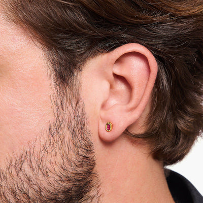 Thomas Sabo Gold Plated Sterling Silver Crocodile Rock Red Stud Earrings