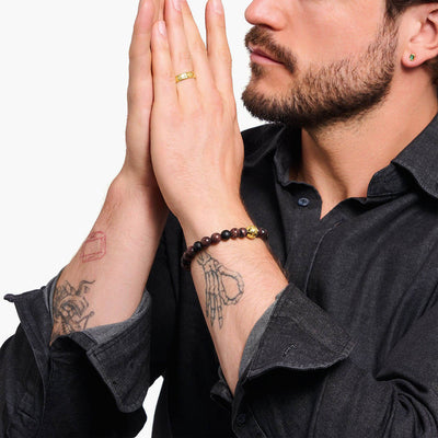 Thomas Sabo Gold Plated Sterling Silver Crocodile Rock Tiger Eye 17cm Bracelet