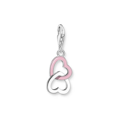 Thomas Sabo Sterling Silver Charmista Pink Locked Hearts Charm