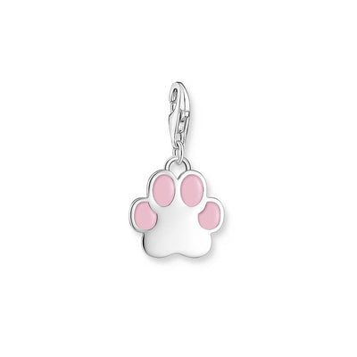 Thomas Sabo Sterling Silver Charmista Pink Paw Print Charm