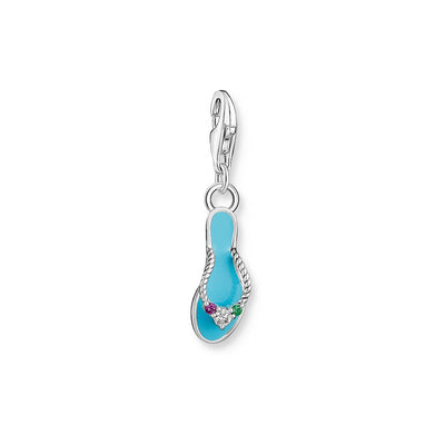 Thomas Sabo Sterling Silver Charmista Turquoise Flip Flop CZ Charm