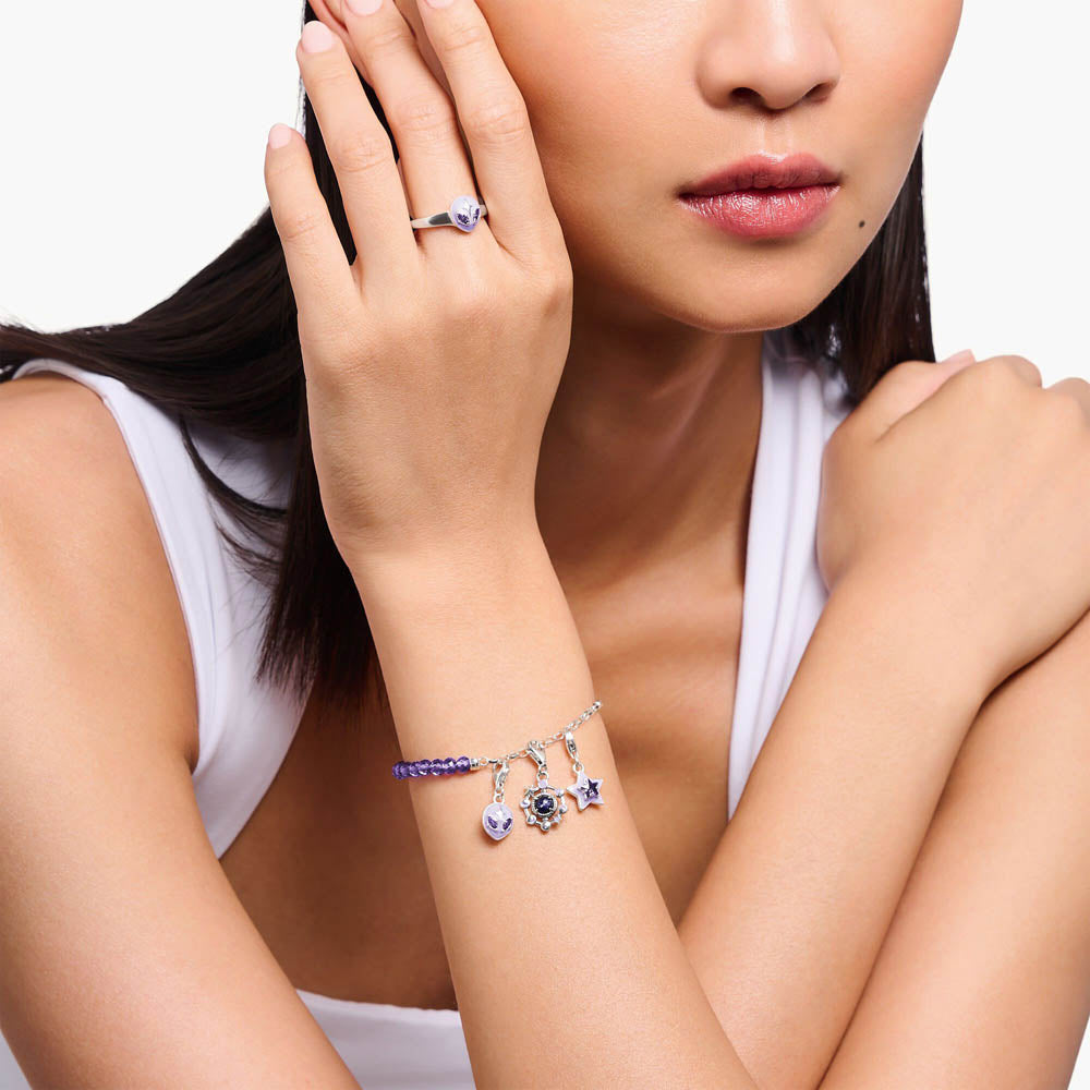 Thomas Sabo Sterling Silver Charmista Glow Purple Alien CZ Charm