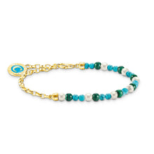 Load image into Gallery viewer, Thomas Sabo Gold Plated Sterling Silver Charmista Turquoise Malachite Pearl 16-19cm Bracelet