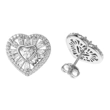 Load image into Gallery viewer, Michael Kors Sterling Silver Tapered Baguette Heart Stud Earrings