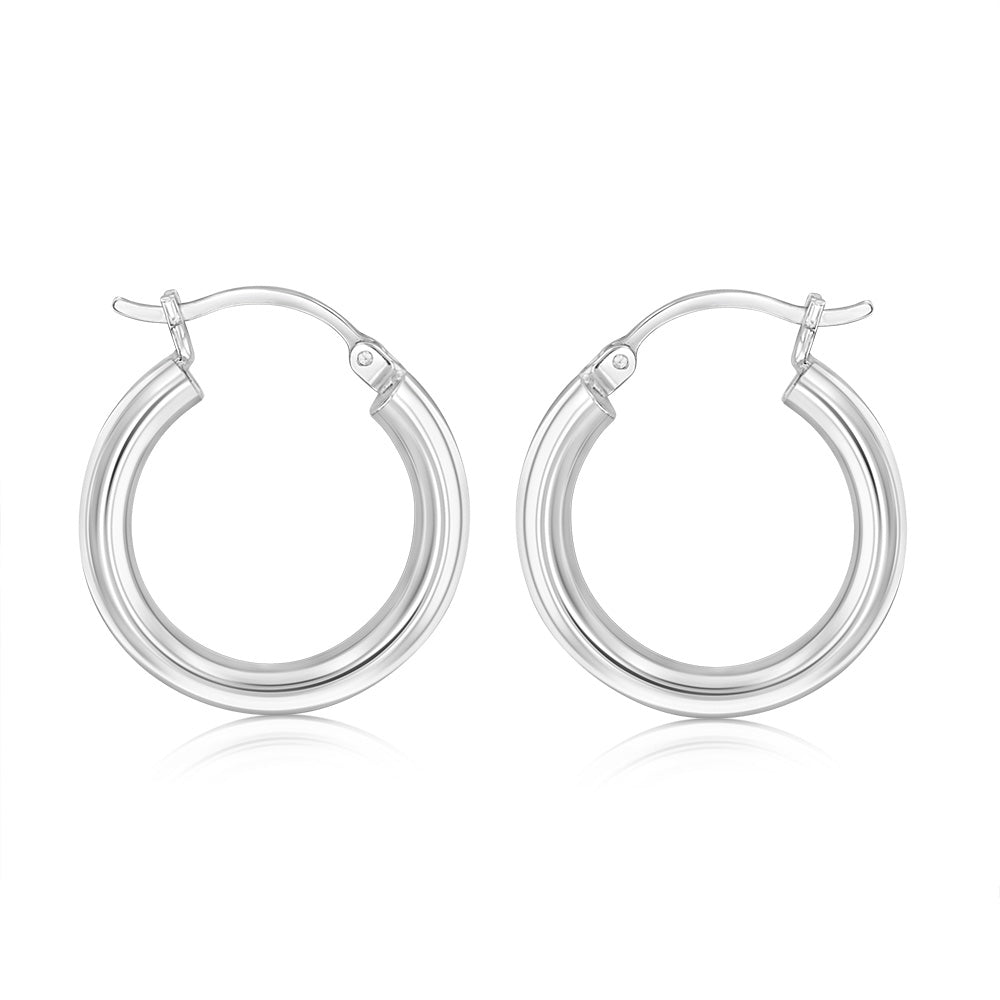 Sterling Silver Plain 15mm Hoop Earrings