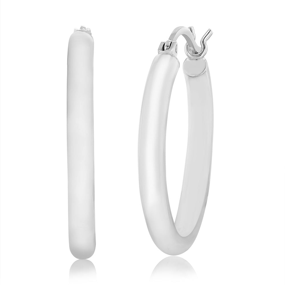 Sterling Silver Plain 20mm Hoop Earrings