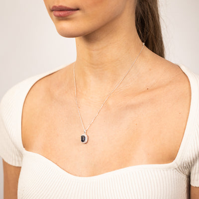 Blue And White Zirconia Pendant On 42+3cm Chain