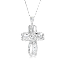 Load image into Gallery viewer, Sterling Silver Zirconia Fancy Cross Pendant