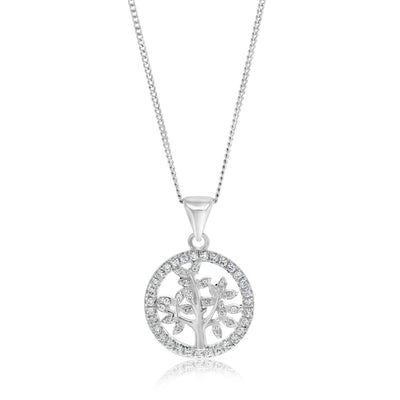 Sterling Silver Zirconia Tree Of Life Pendant