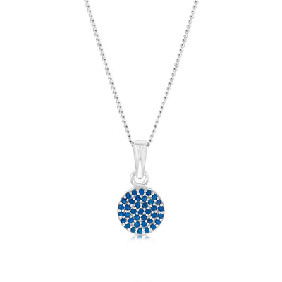 Sterling Silver Round Blue Zirconia Pendant